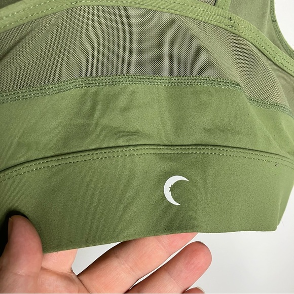 ZYIA active all star bra zip up back mesh olive green women’s size large - Picture 6 of 9